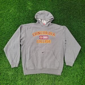 NIKE Concordia College Hoodie Medium 24x27 Gray Baggy Cobbers